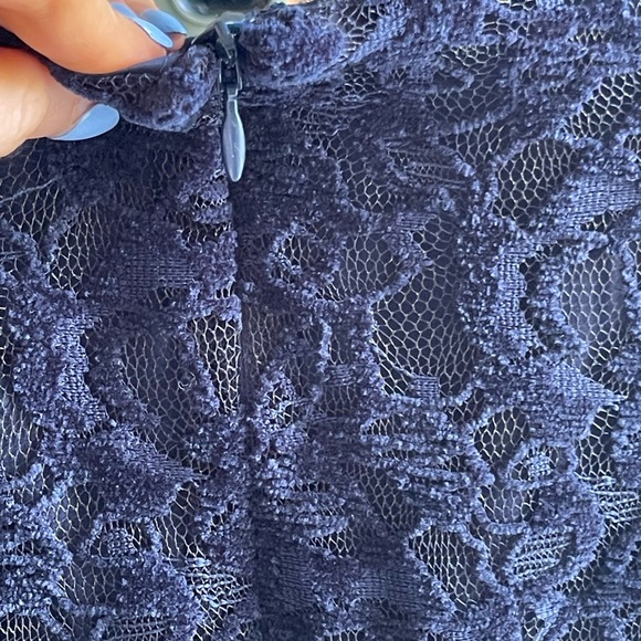 NWT Bardot Reid Navy Blue Lace Long Sleeve Minidress - Picture 10 of 12